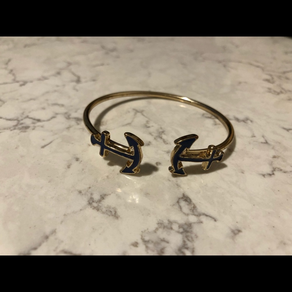 Navy blue & Gold Anchor bracelet